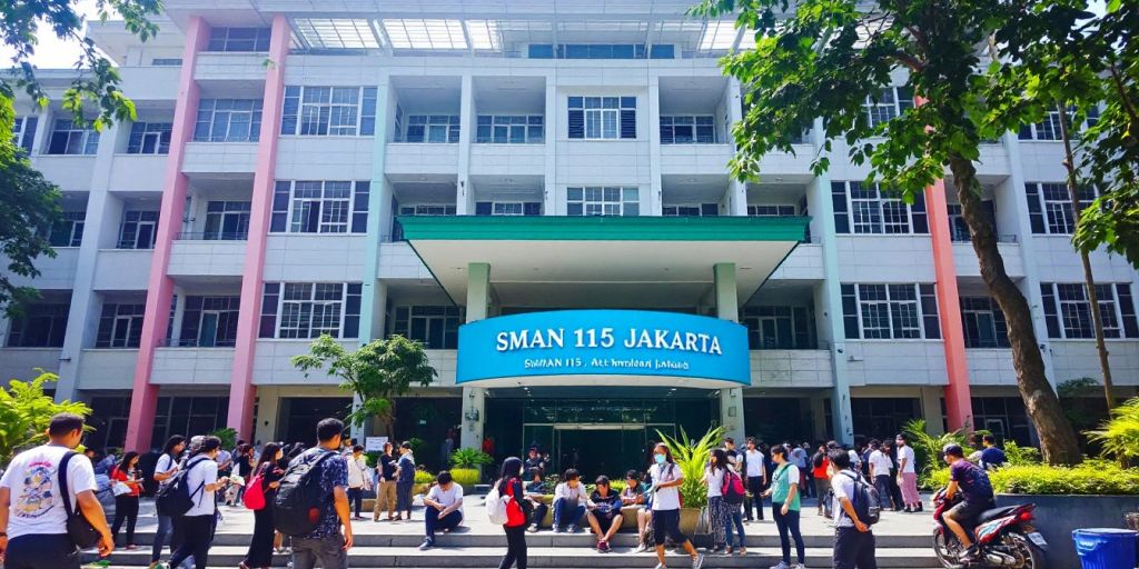 Sekolah SMAN 115 Jakarta dengan siswa beraktivitas.