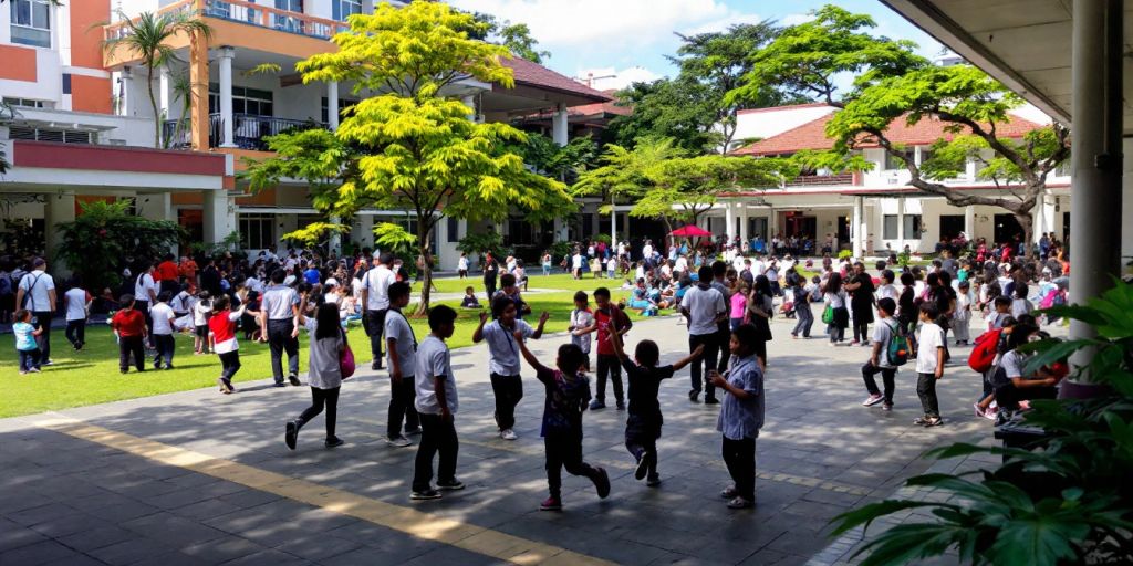 Siswa aktif di SMAN 115 Jakarta dengan latar sekolah.